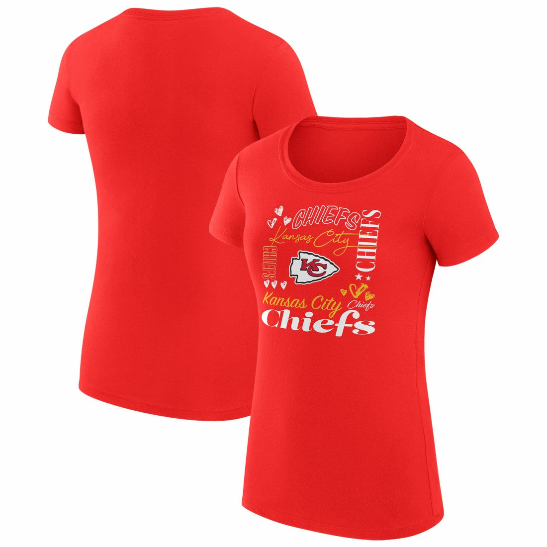 G-III 4Her by Carl Banks Women's Super-Slim Fit Lightweight Collage Team T-Shirt - Kansas City Chiefs