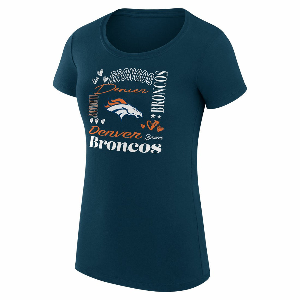 G-III 4Her by Carl Banks Women's Super-Slim Fit Lightweight Collage Team T-Shirt - Denver Broncos