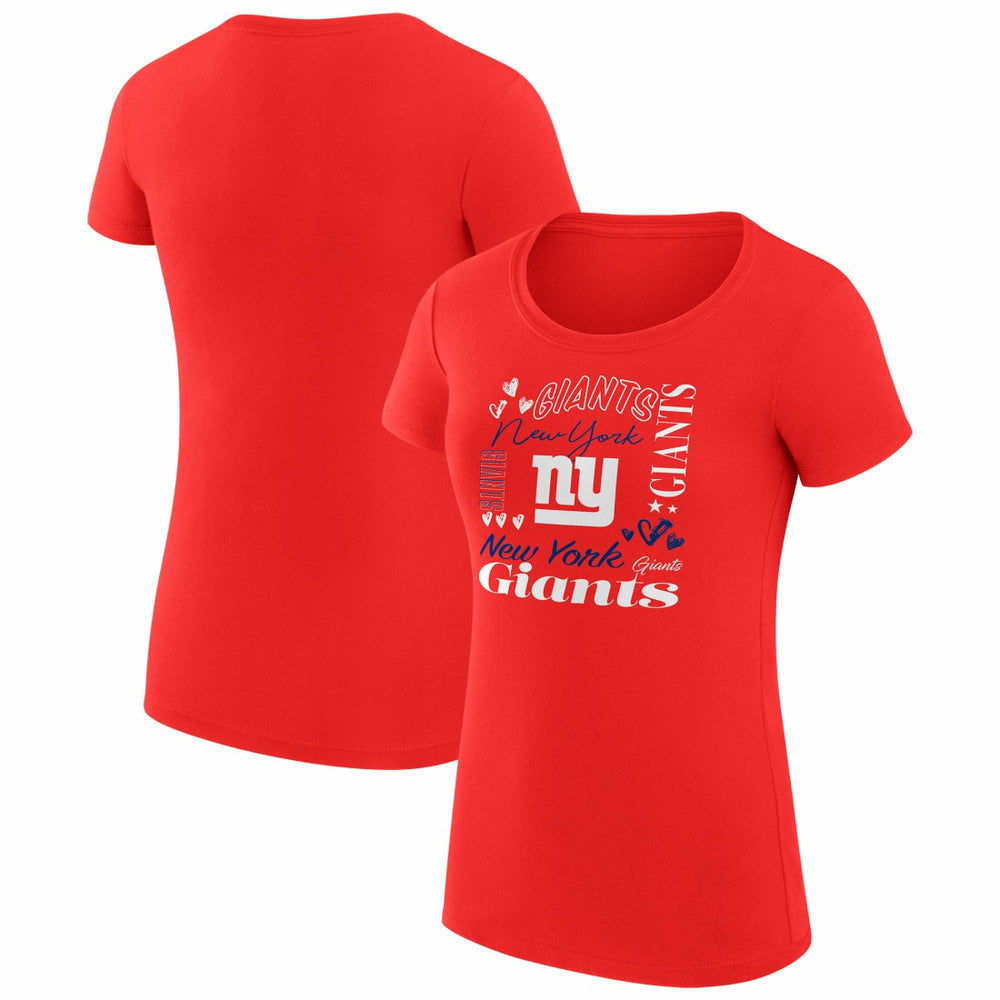 G-III 4Her by Carl Banks Women's Super-Slim Fit Lightweight Collage Team T-Shirt - New York Giants