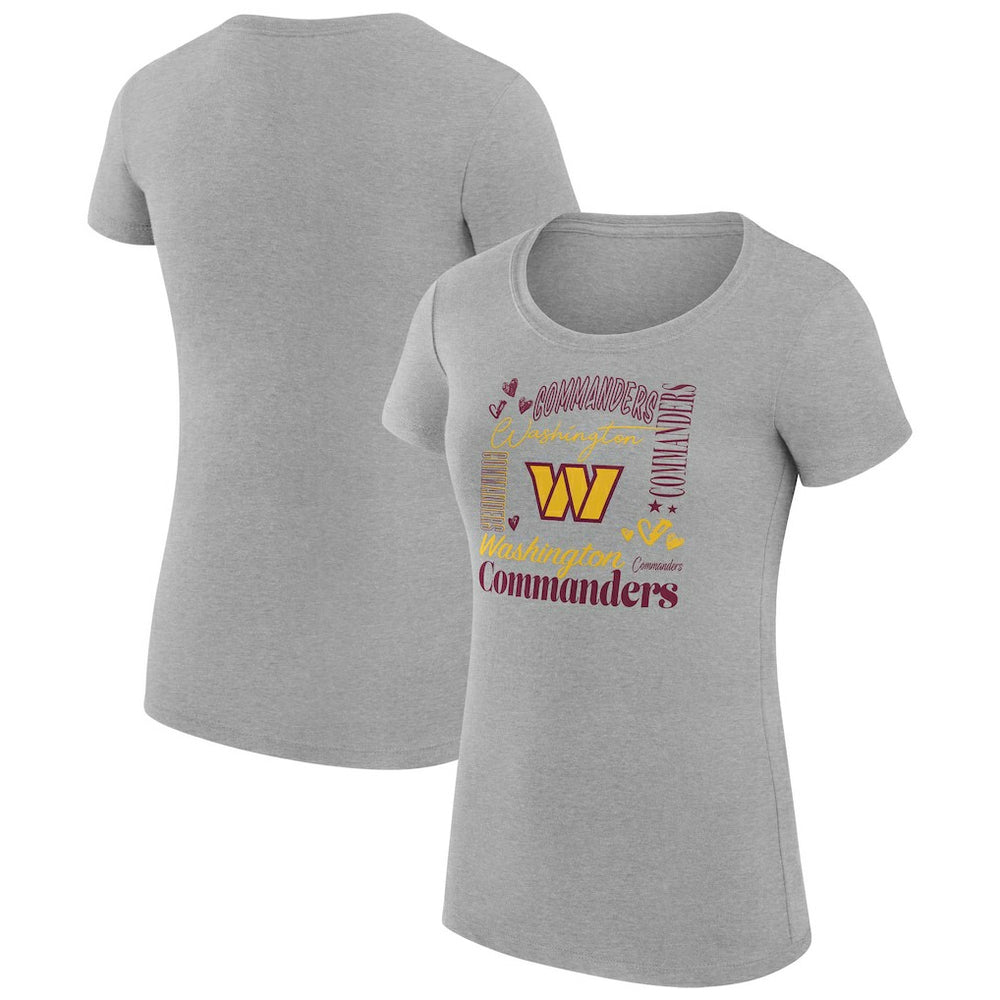 G-III 4Her by Carl Banks Women's Super-Slim Fit Lightweight Collage Team T-Shirt - Washington Commanders