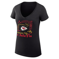 G-III 4Her by Carl Banks Women's Super-Slim Fit Lightweight Collage Team V-Neck T-Shirt - Kansas City Chiefs