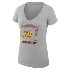 G-III 4Her by Carl Banks Women's Super-Slim Fit Lightweight Collage Team V-Neck T-Shirt - Washington Commanders