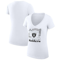 G-III 4Her by Carl Banks Women's Super-Slim Fit Lightweight Collage Team V-Neck T-Shirt - Las Vegas Raiders