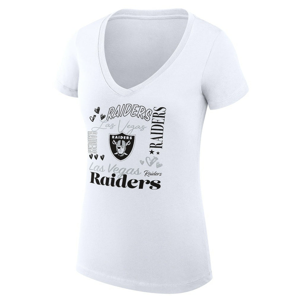 G-III 4Her by Carl Banks Women's Super-Slim Fit Lightweight Collage Team V-Neck T-Shirt - Las Vegas Raiders