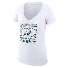 G-III 4Her by Carl Banks Women's Super-Slim Fit Lightweight Collage Team V-Neck T-Shirt - Philadelphia Eagles