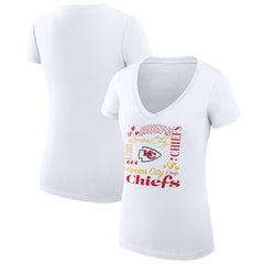 G-III 4Her by Carl Banks Women's Super-Slim Fit Lightweight Collage Team V-Neck T-Shirt - Kansas City Chiefs