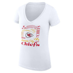 G-III 4Her by Carl Banks Women's Super-Slim Fit Lightweight Collage Team V-Neck T-Shirt - Kansas City Chiefs