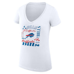 G-III 4Her by Carl Banks Women's Super-Slim Fit Lightweight Collage Team V-Neck T-Shirt - Buffalo Bills