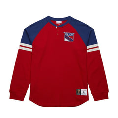 NHL Red New York Rangers Mitchell & Ness Thermal Henley Long Sleeve T-Shirt