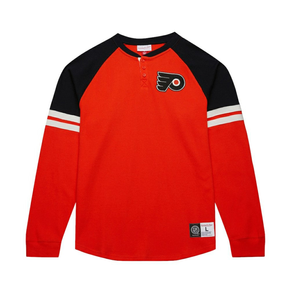 NHL Orange Philadelphia Flyers Mitchell & Ness Thermal Henley Long Sleeve T-Shirt