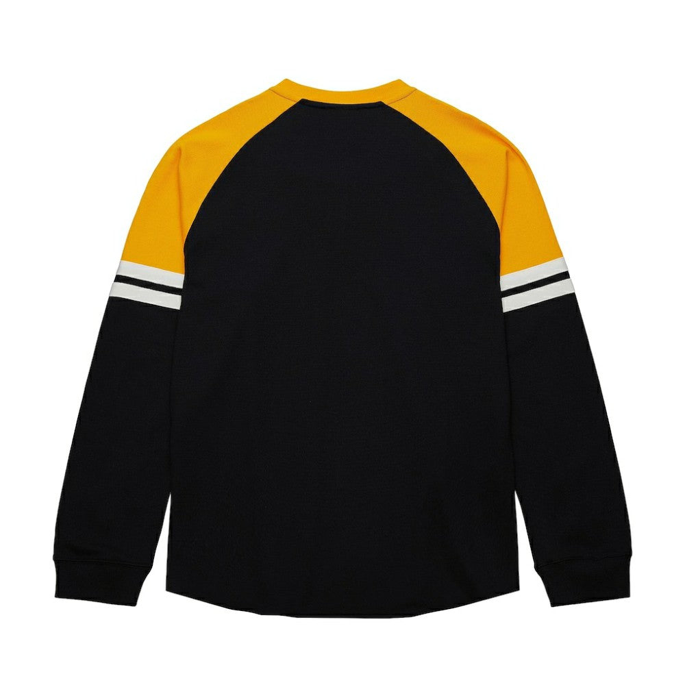 NHL Black Boston Bruins Mitchell & Ness Thermal Henley Long Sleeve T-Shirt