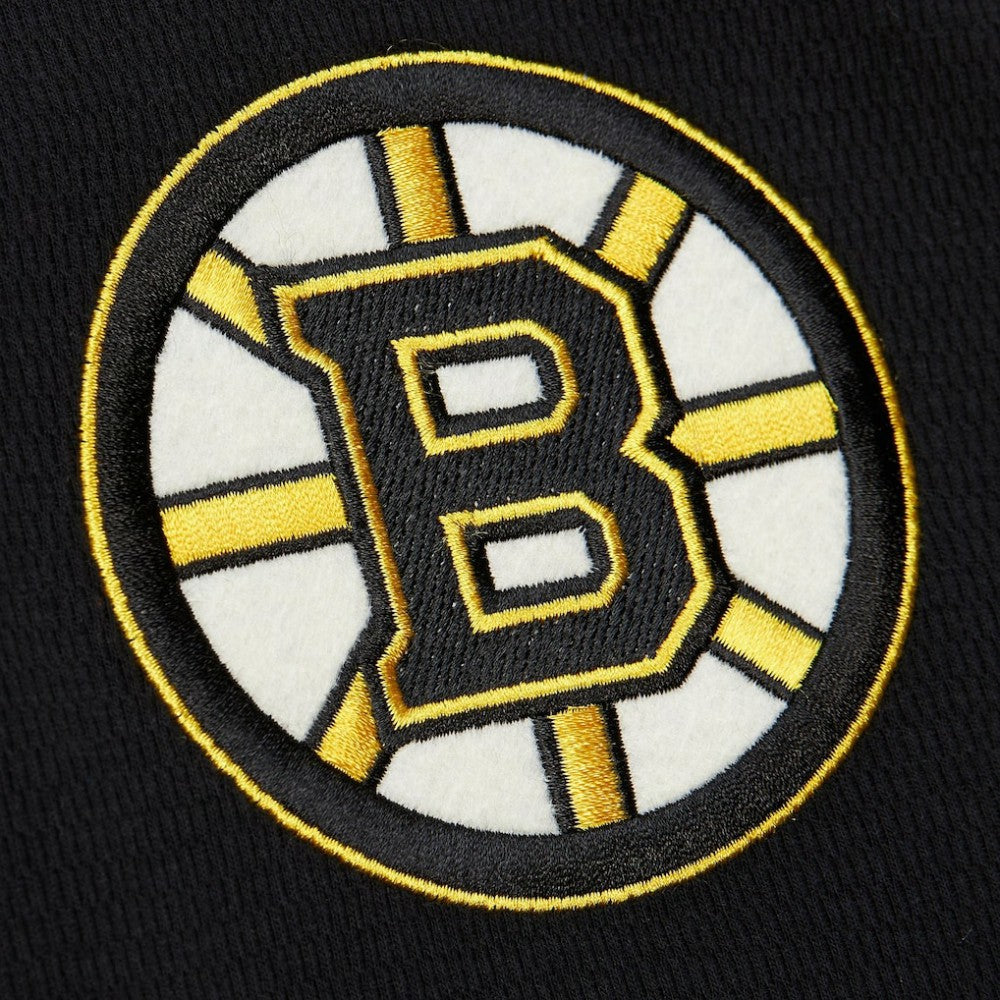 NHL Black Boston Bruins Mitchell & Ness Thermal Henley Long Sleeve T-Shirt