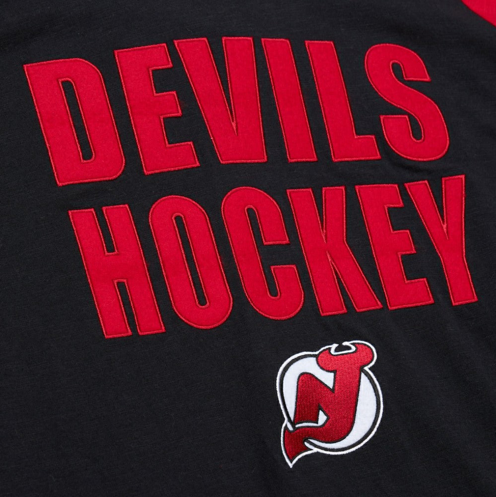 NHL Black/Red New Jersey Devils Mitchell & Ness Legendary Slub Raglan Long Sleeve T-Shirt