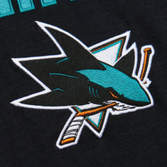 NHL Black/Teal San Jose Sharks Mitchell & Ness Legendary Slub Raglan Long Sleeve T-Shirt
