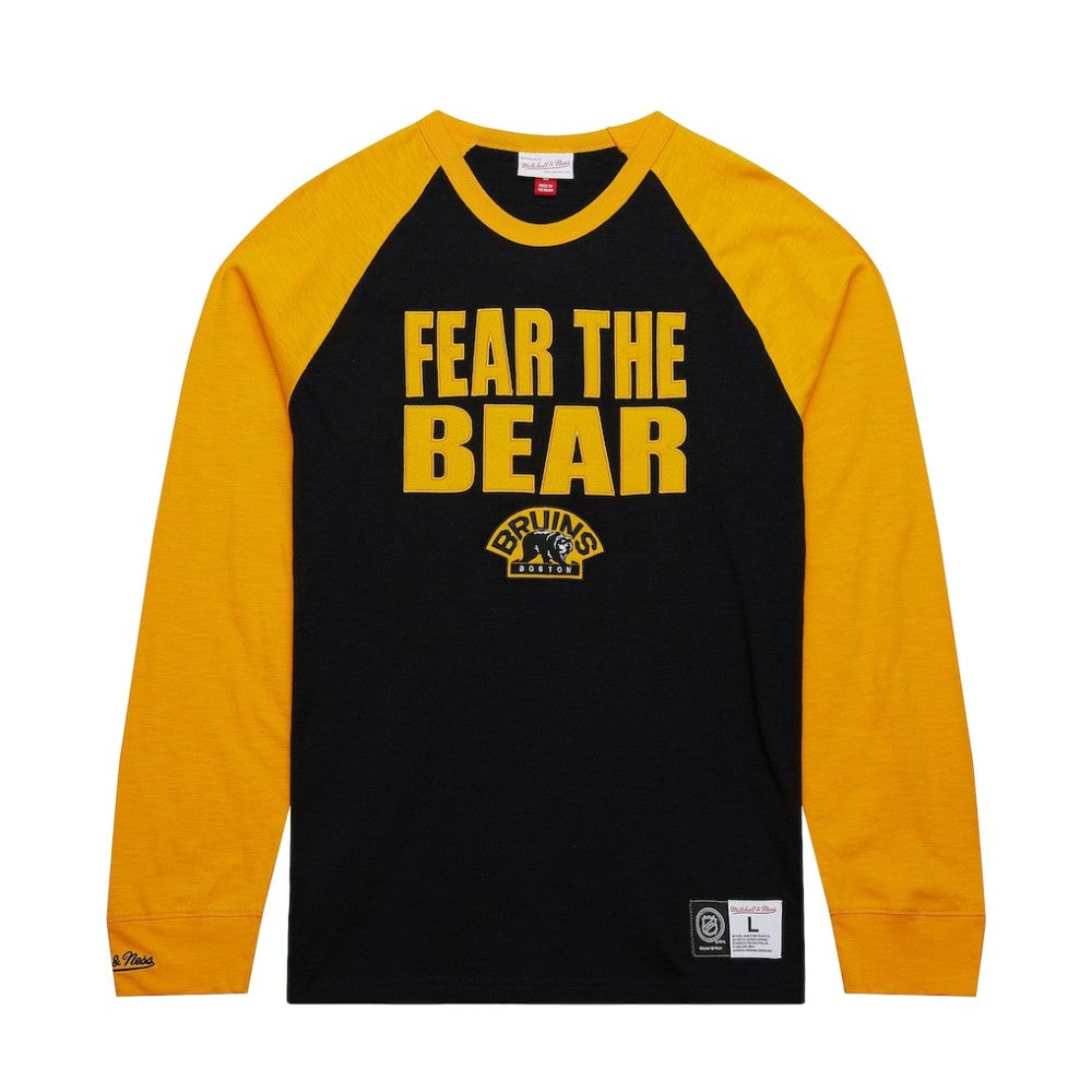 NHL Black/Gold Boston Bruins Mitchell & Ness Legendary Slub Raglan Long Sleeve T-Shirt