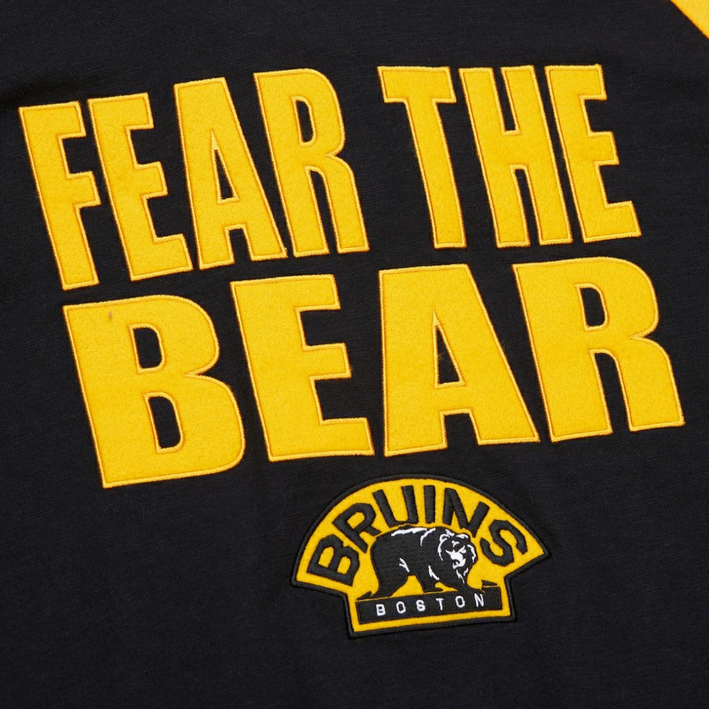 NHL Black/Gold Boston Bruins Mitchell & Ness Legendary Slub Raglan Long Sleeve T-Shirt
