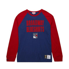 NHL Blue/Red New York Rangers Mitchell & Ness Legendary Slub Raglan Long Sleeve T-Shirt