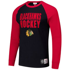 NHL Black/Red Chicago Blackhawks Mitchell & Ness Legendary Slub Raglan Long Sleeve T-Shirt