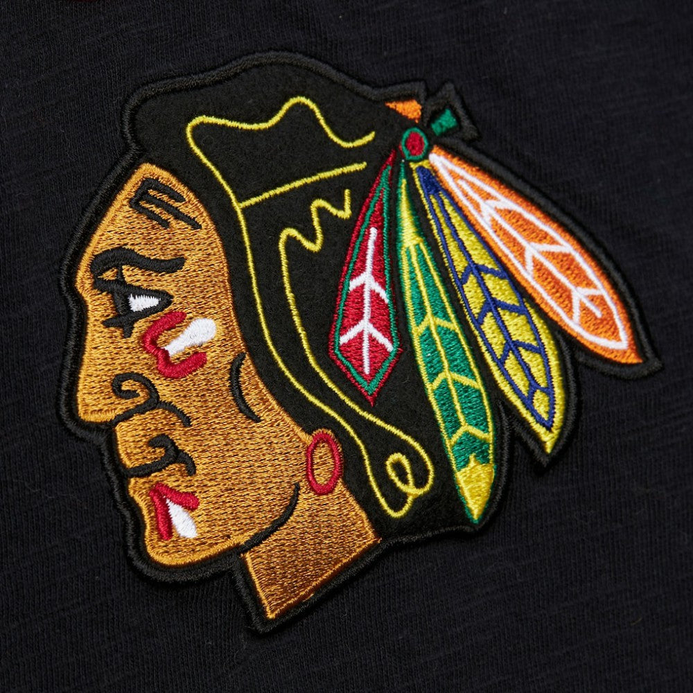 NHL Black/Red Chicago Blackhawks Mitchell & Ness Legendary Slub Raglan Long Sleeve T-Shirt