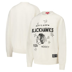 NHL Cream Chicago Blackhawks Mitchell & Ness Women's Logo 3.0 Pullover Sweatshirt