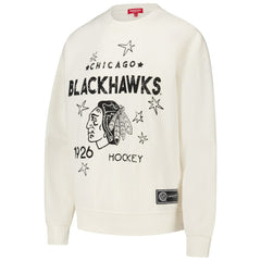 NHL Cream Chicago Blackhawks Mitchell & Ness Women's Logo 3.0 Pullover Sweatshirt