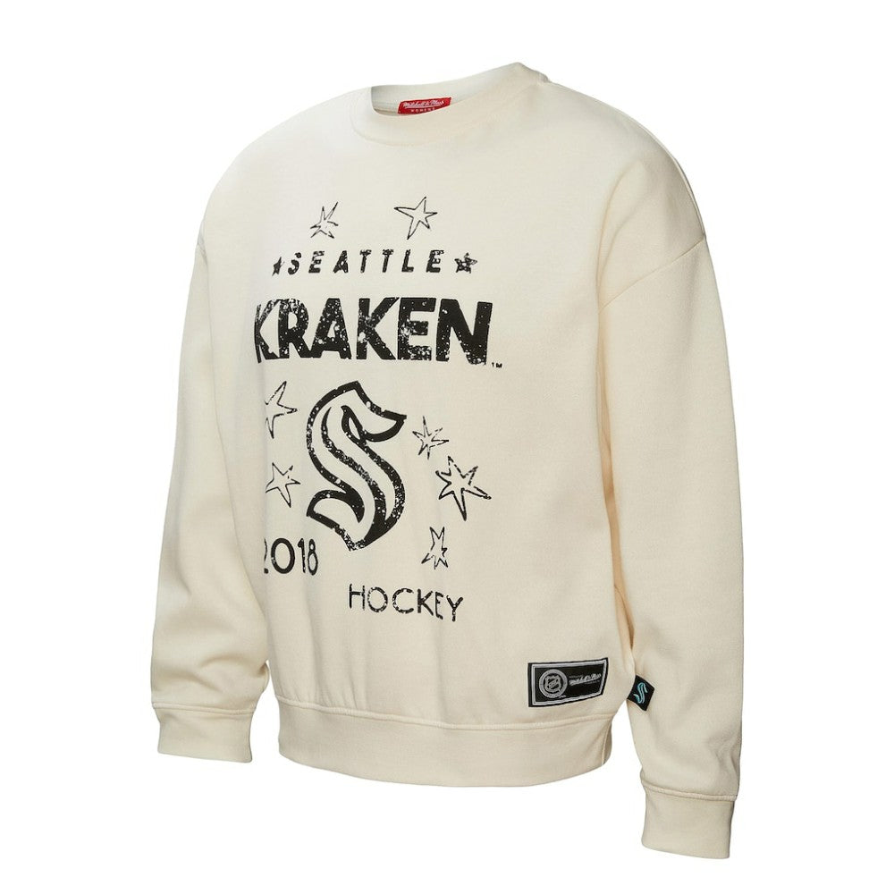 NHL Cream Seattle Kraken Mitchell & Ness Women's Logo 3.0 Pullover Sweatshirt