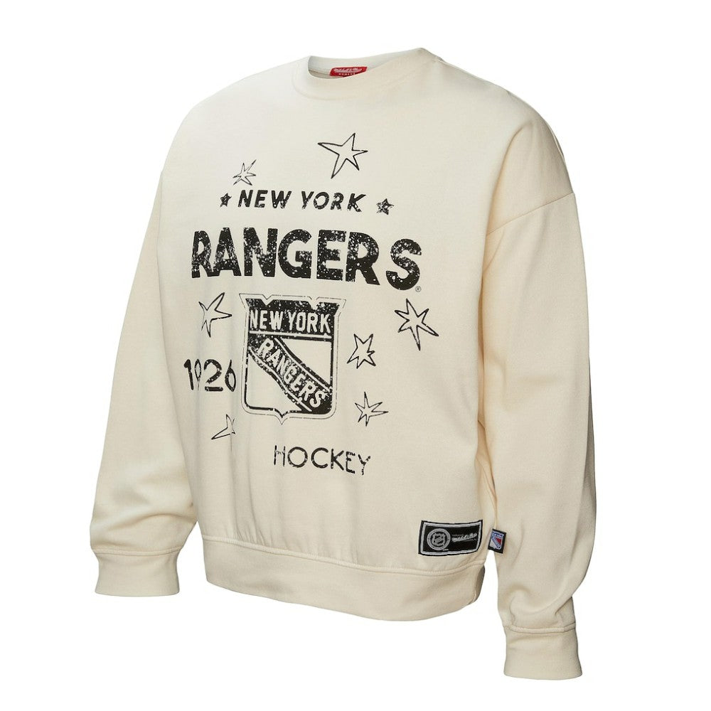 NHL Cream New York Rangers Mitchell & Ness Women's Logo 3.0 Pullover Sweatshirt