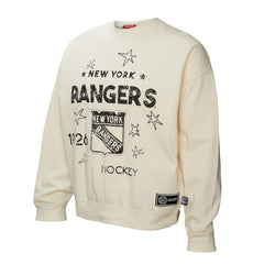 NHL Cream New York Rangers Mitchell & Ness Women's Logo 3.0 Pullover Sweatshirt