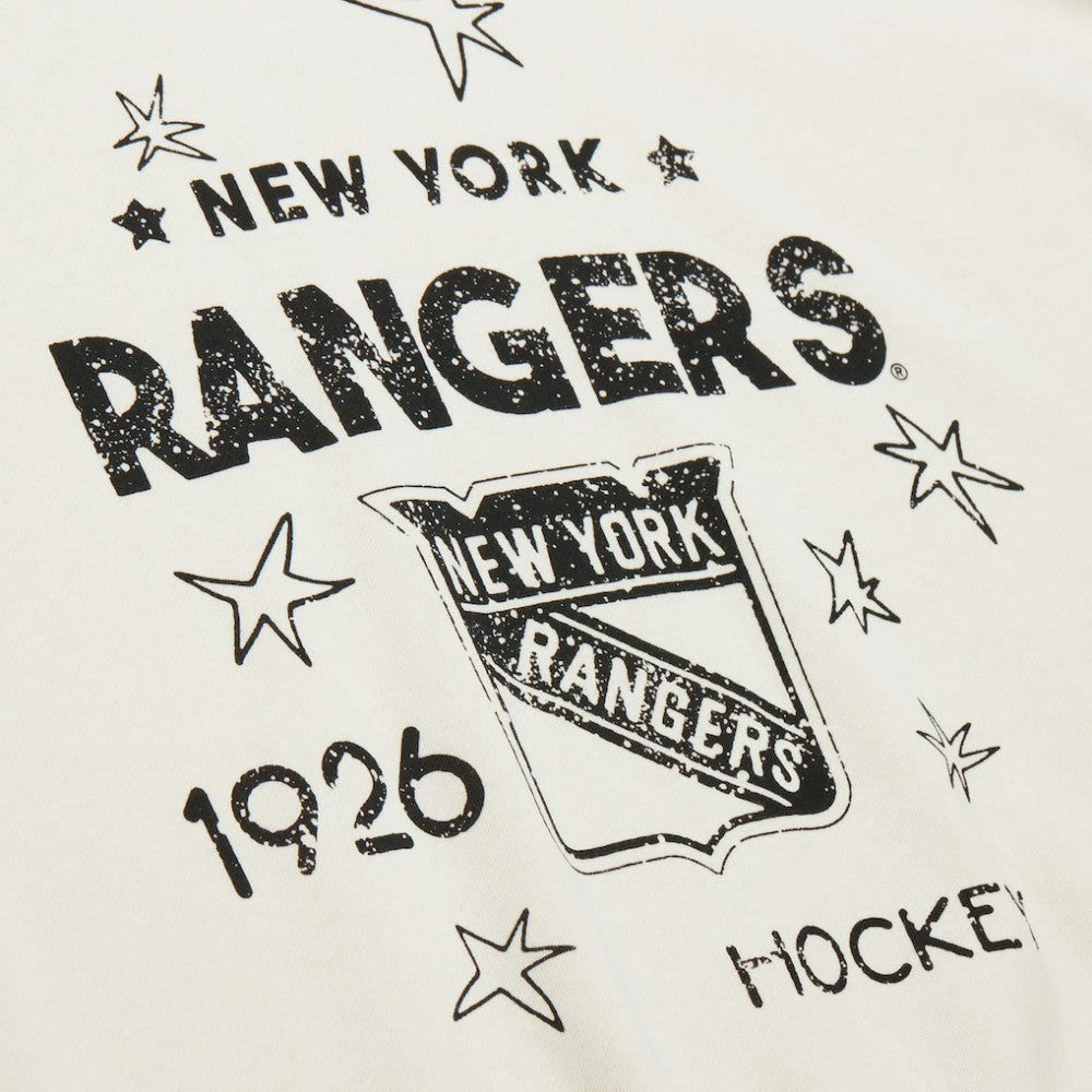 NHL Cream New York Rangers Mitchell & Ness Women's Logo 3.0 Pullover Sweatshirt