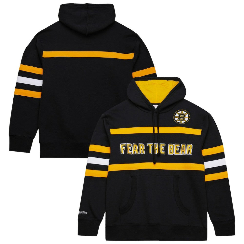 NHL Black Boston Bruins Mitchell & Ness Head Coach Slogan Pullover Hoodie