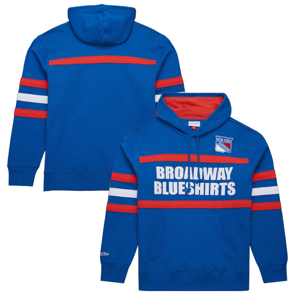 NHL Blue New York Rangers Mitchell & Ness Head Coach Slogan Pullover Hoodie