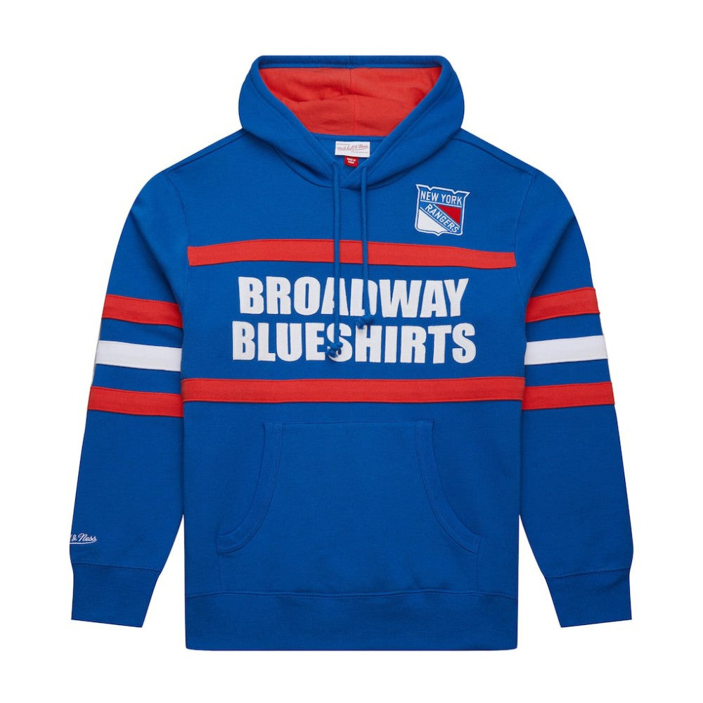NHL Blue New York Rangers Mitchell & Ness Head Coach Slogan Pullover Hoodie