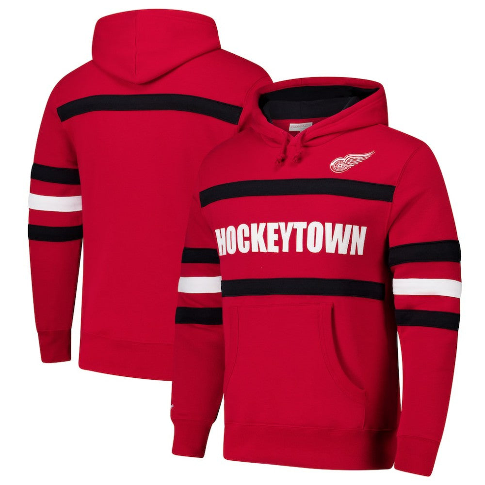 NHL Red Detroit Red Wings Mitchell & Ness Head Coach Slogan Pullover Hoodie