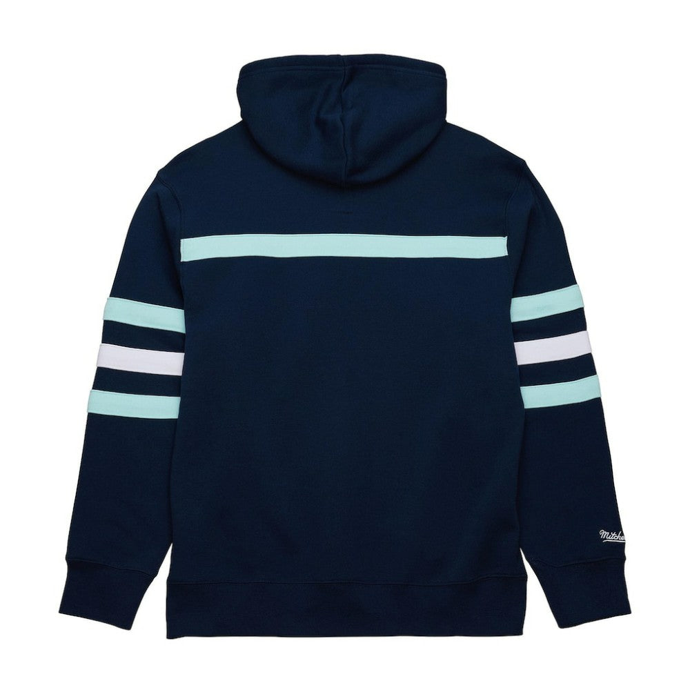 NHL Navy Seattle Kraken Mitchell & Ness Head Coach Slogan Pullover Hoodie