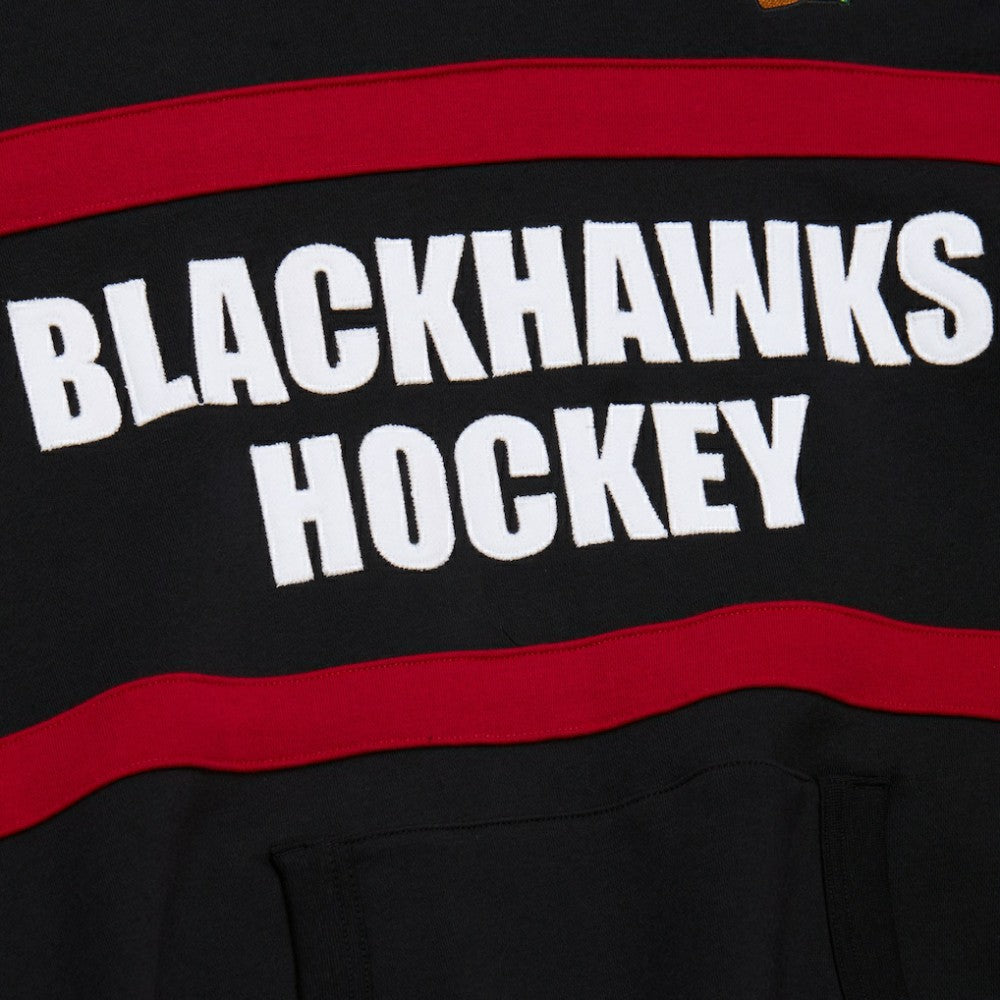 NHL Black Chicago Blackhawks Mitchell & Ness Head Coach Slogan Pullover Hoodie