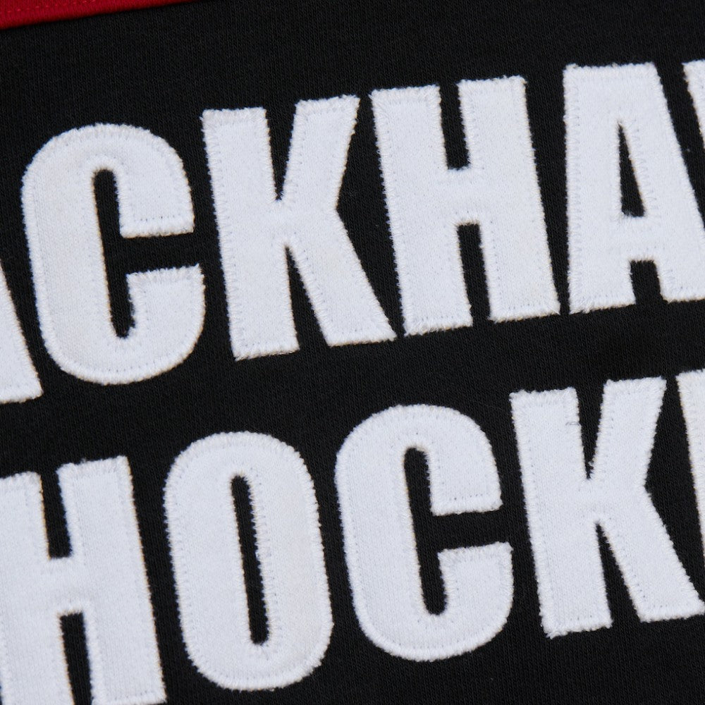 NHL Black Chicago Blackhawks Mitchell & Ness Head Coach Slogan Pullover Hoodie