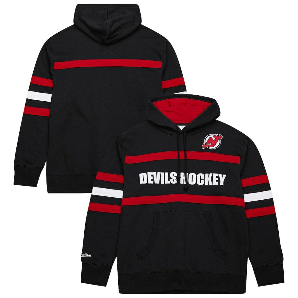 NHL Black New Jersey Devils Mitchell & Ness Head Coach Slogan Pullover Hoodie