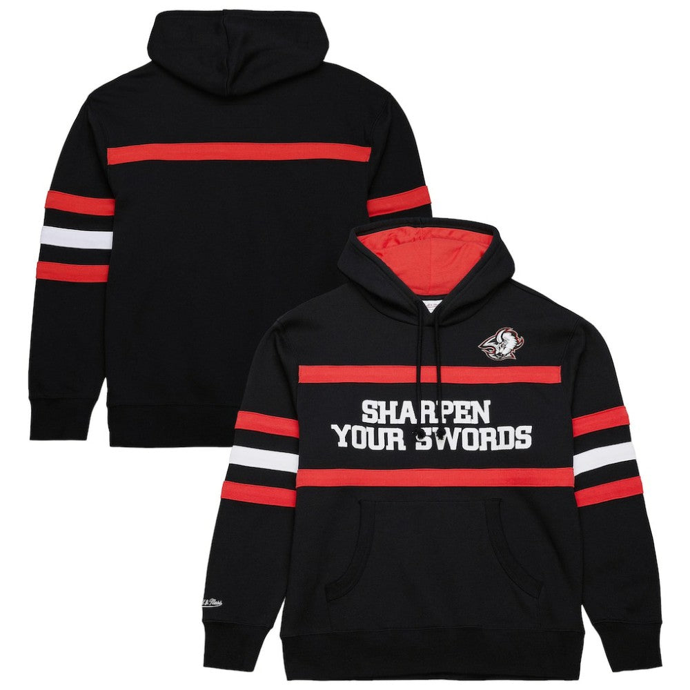 NHL Black Buffalo Sabres Mitchell & Ness Head Coach Slogan Pullover Hoodie
