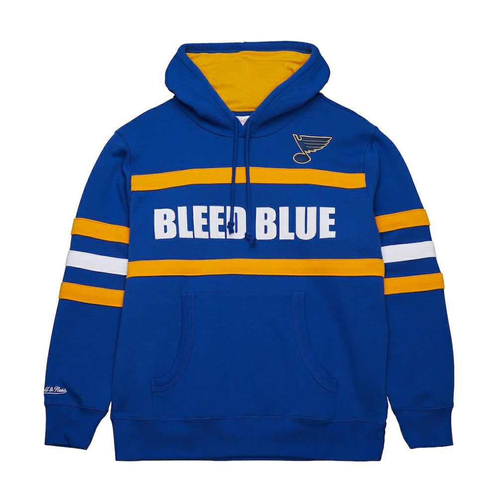 NHL Blue St. Louis Blues Mitchell & Ness Head Coach Slogan Pullover Hoodie