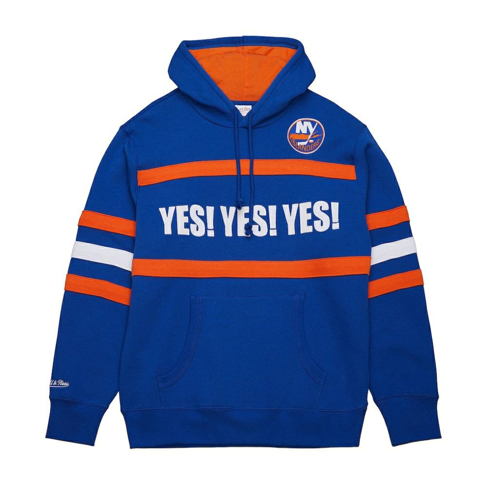 NHL Royal New York Islanders Mitchell & Ness Head Coach Slogan Pullover Hoodie