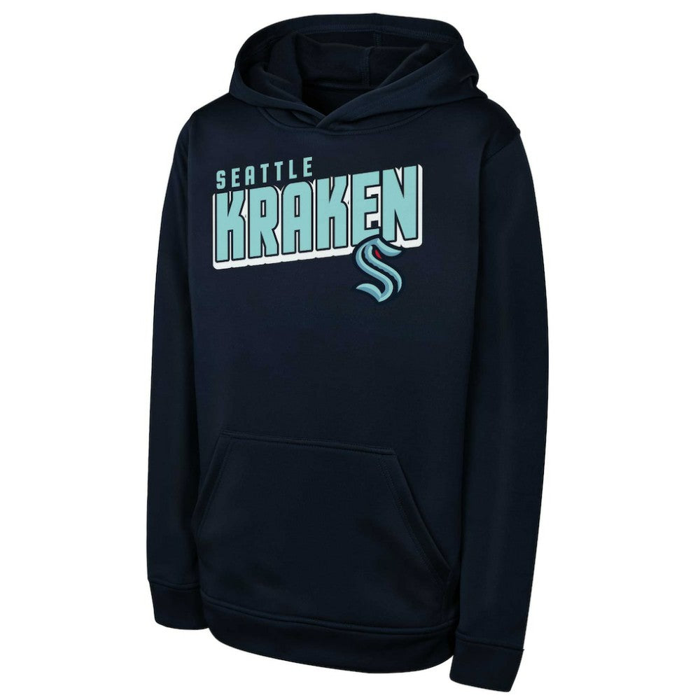 NHL Deep Sea Blue Seattle Kraken Youth Cyber Punk Performance Hoodie