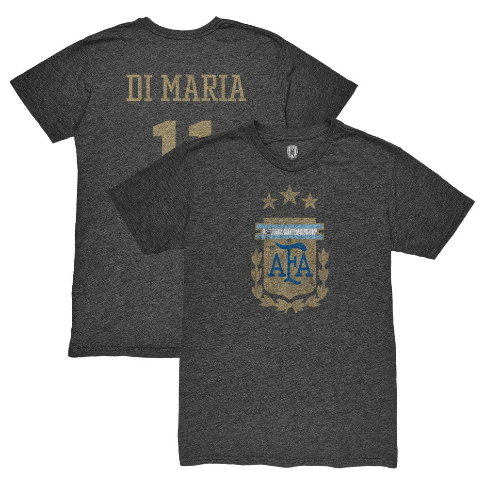 Angel Di Maria Argentina National Team 1863FC Retro Player Tri-Blend T-Shirt -  Black