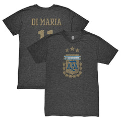 Angel Di Maria Argentina National Team 1863FC Retro Player Tri-Blend T-Shirt -  Black