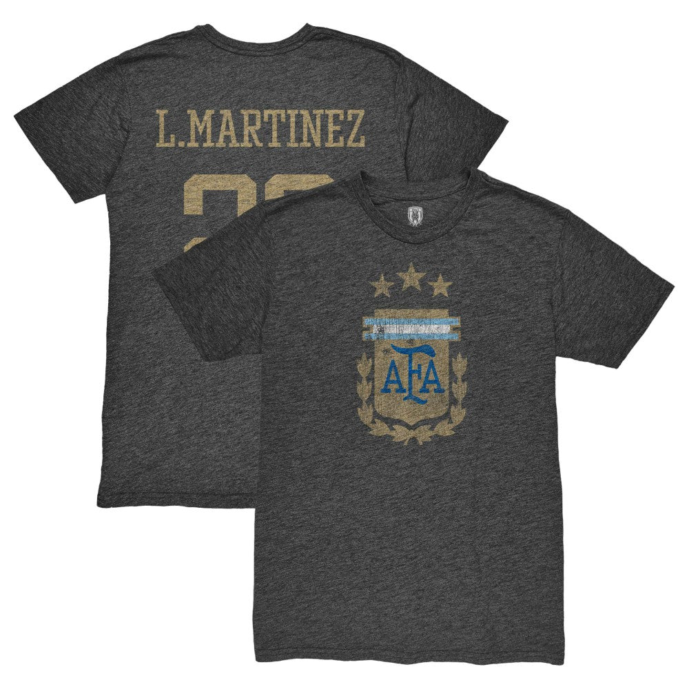 Lautaro Martinez Argentina National Team 1863FC Retro Player Tri-Blend T-Shirt -  Black