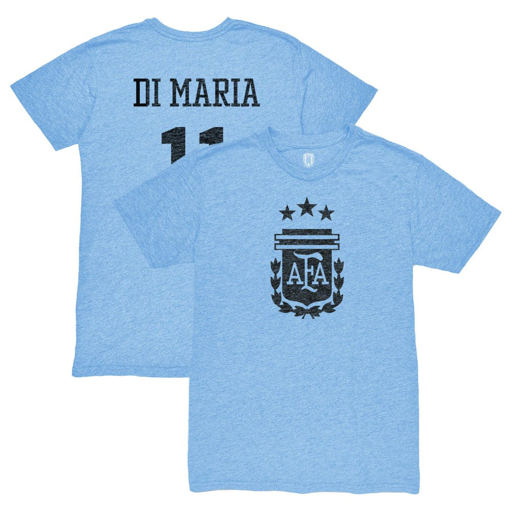 Angel Di Maria Argentina National Team 1863FC Retro Player Tri-Blend T-Shirt -  Light Blue