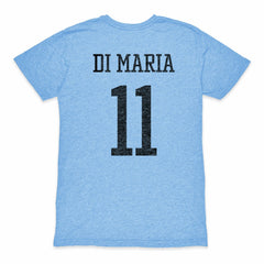 Angel Di Maria Argentina National Team 1863FC Retro Player Tri-Blend T-Shirt -  Light Blue