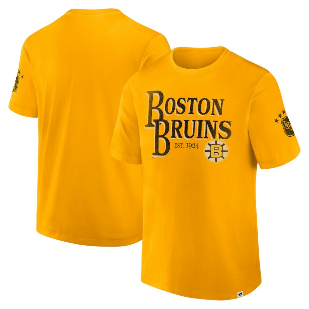 NHL Yellow Boston Bruins Fanatics Decades Collection Made To Last T-Shirt