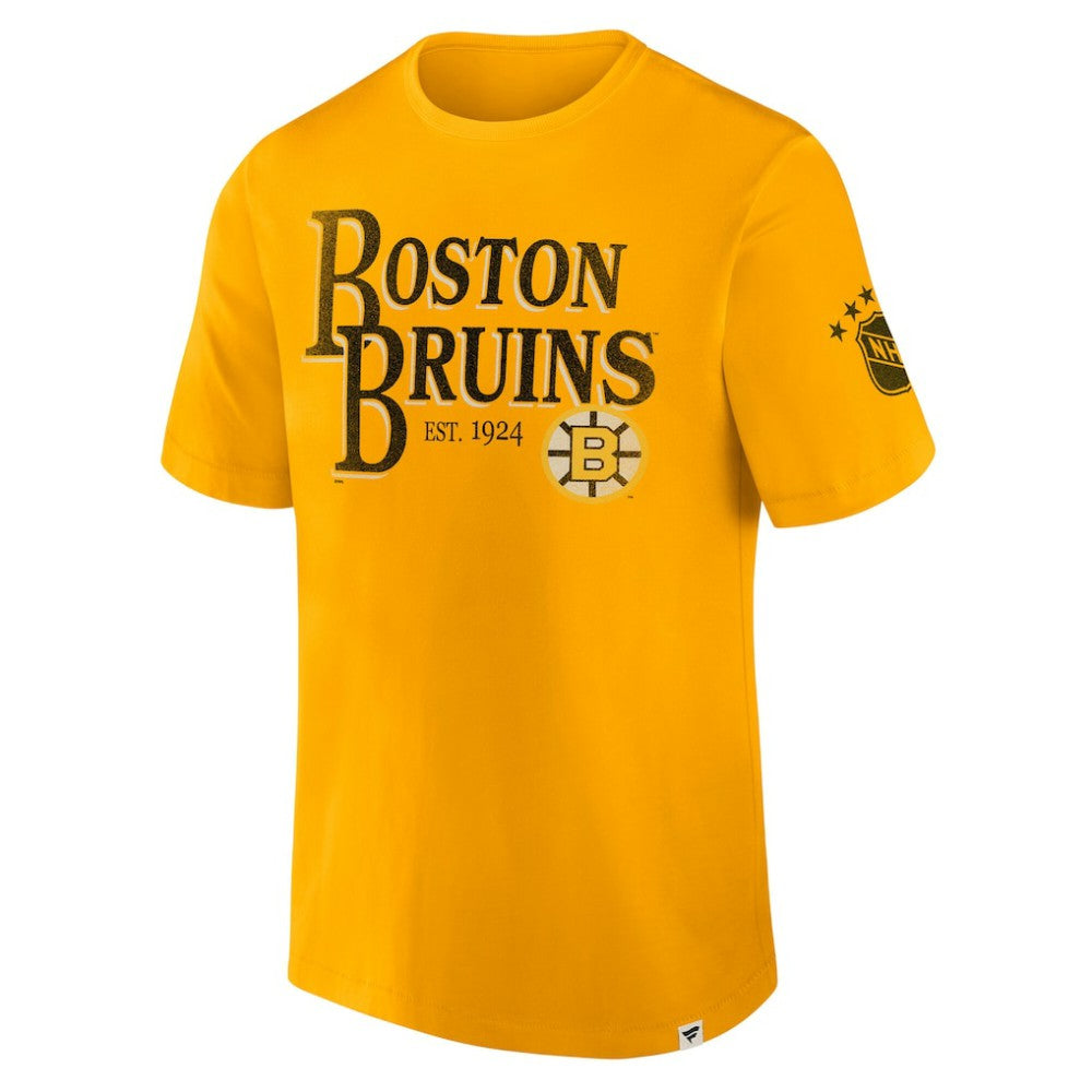 NHL Yellow Boston Bruins Fanatics Decades Collection Made To Last T-Shirt