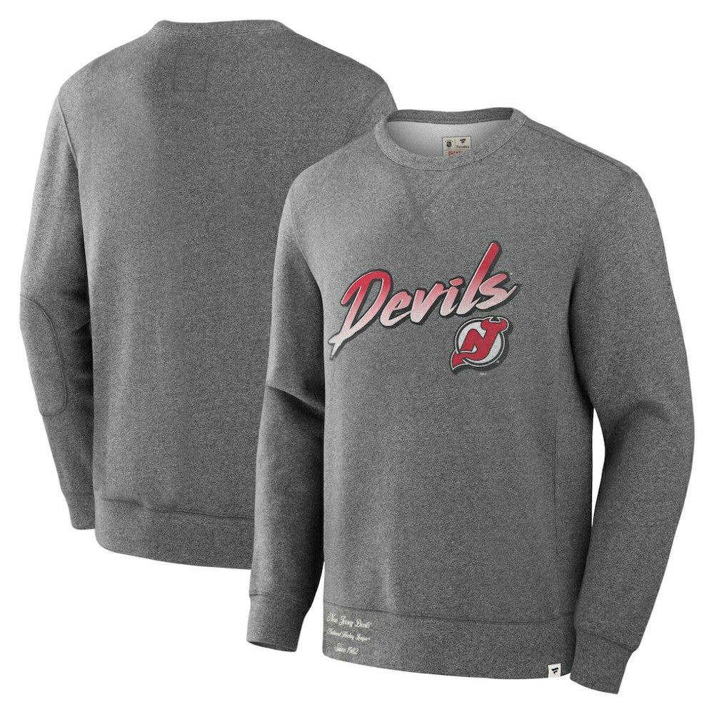 NHL Heather Gray New Jersey Devils Fanatics Decades Collection Legendary Fleece Pullover Sweatshirt