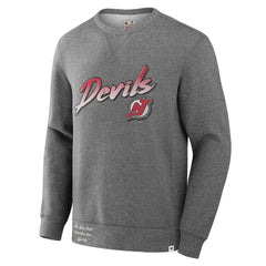 NHL Heather Gray New Jersey Devils Fanatics Decades Collection Legendary Fleece Pullover Sweatshirt